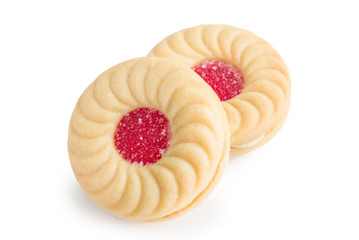 sandwich cookies with strawberry cream