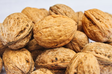 Lots of healthy walnuts in shells
