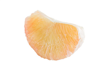 peeled sweet pomelo on white background