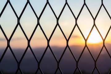 wire fence with the sunshine
