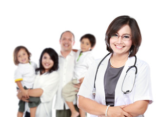 Smiling medical doctor with stethoscope