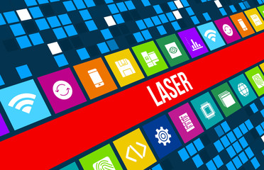 Laser concept image with technology icons and copyspace