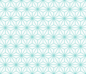 Seamless mint and white vintage japanese asanoha isometric pattern vector