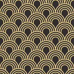 Fotobehang Art deco Naadloze antieke palet eenvoudige art deco golfschalen patroon vector