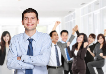 business man and his team member