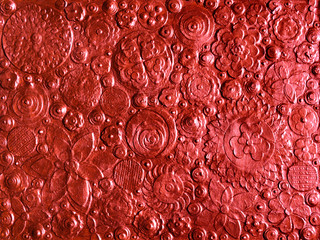 Copper abstract art, copper floral painting, textured copper surface made of metallic copper sand and dust. Copper sparkling like background made of flowers.