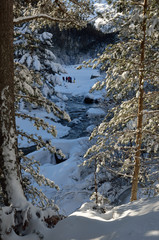 Snow-shoeing in the winter mountains