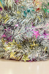 Christmas decoration on wood and blur background.