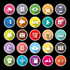 Hitechnology flat icons with long shadow