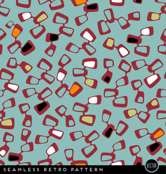 seamless retro pattern of connected shapes and spots