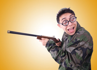 Funny soldier isolated on the white