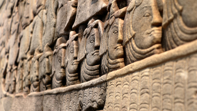 Stone faces of Khmer Army
