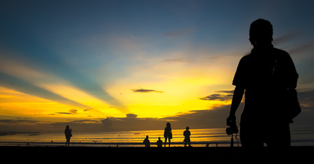 Enjoy sunset at Kuta Beach in Bali, Indonesia