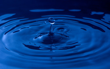 water drop in deep blue tone