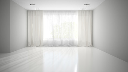 Empty room with grey wall 3D rendering