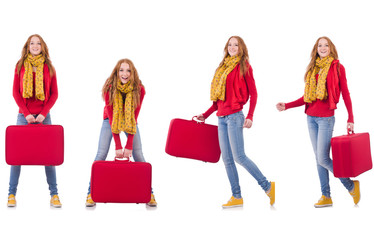 Obraz premium Set of photos with woman travelling