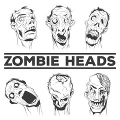 Zombie heads vector illustrations