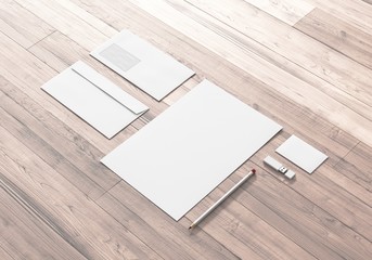 Briefpapier Visitenkarte Kuvert USB Stick Bleistift auf Holz