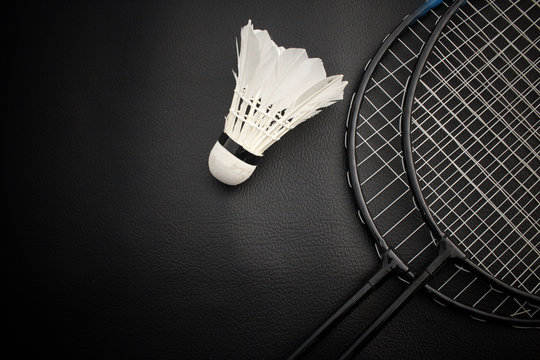 Shuttlecocks with badminton racket Stock Photo | Adobe Stock