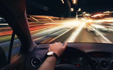 Vlies Fototapete Schnelle Autos sehr schnelle fahrt mit dem auto nachts