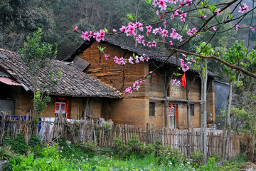 Landscape with old houses in Dong Van ancient street. Dong Van is a karst plateau global geo park...