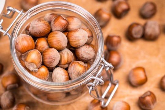 Hazelnuts in shell