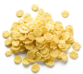 Cornflakes on a white background.
