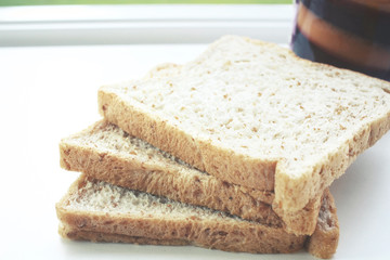 Fototapeta na wymiar Bread slice with jam