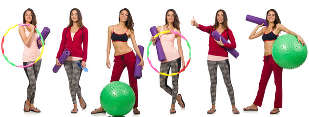 Set of model photos in health concept