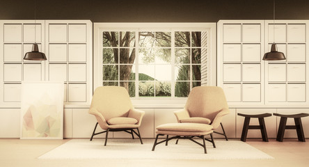 Modern Cozy Living room /  3D rendering image