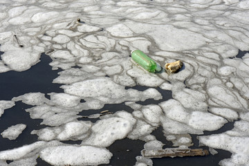 Foam of pollution on the Tiete River