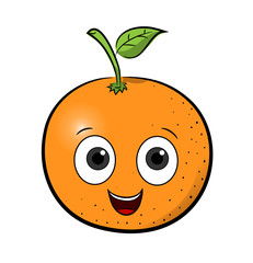 Orange Cartoon, a hand drawn vector illustration of a cartoon orange with happy face.