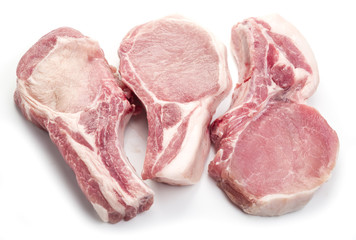 Raw pork meet slices.