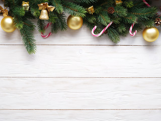 Christmas decoration with fur and baubles