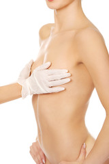 Fototapeta premium Young woman before breast surgery