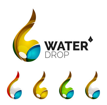 Set of abstract eco water icons, business logotype nature green