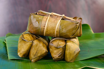 Thai Sweets bunch of mush on banana leaf