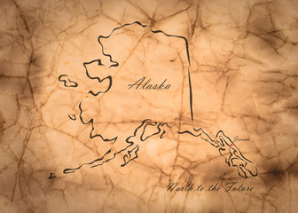 Obraz premium Map Alaska of America on the old faded paper