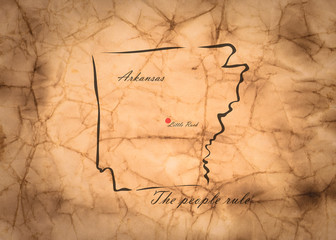 Map Arkansas of America on the old faded paper