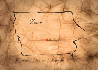 Obraz premium Map Iowa of America on the old faded paper