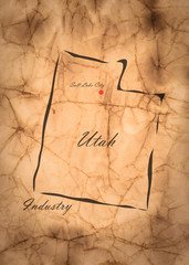 Fototapeta premium Map Utah of America on the old faded paper