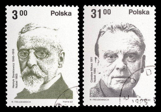 POLAND - CIRCA 1982: A set of postage stamps printed in the Poland, shows Nobel laureates, circa 1982