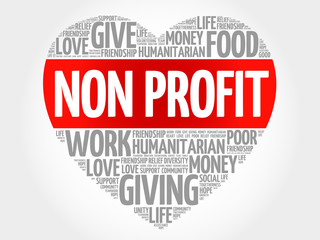 Non Profit word cloud, heart concept