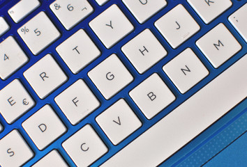 Blue white laptop keyboard