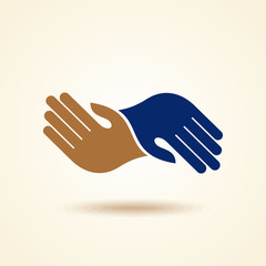 Teamwork Hands Logo. Vector illustration.