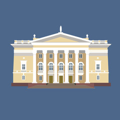 Vector illustration of vintage mansion with columns, isolated on