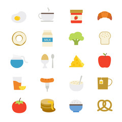 Fototapeta na wymiar Breakfast Flat Icons color