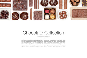 chocolate on white background 