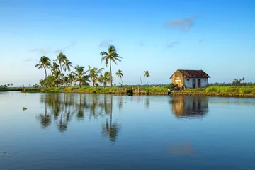 Zelfklevend Fotobehang India A Kerala Backwater Scene