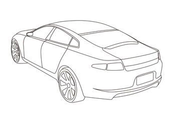 Fototapeta premium line drawing car, illustration